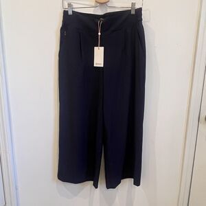 Quince Performance Tech Wide Leg Cropped Ankle Pants Navy Women's Size Small